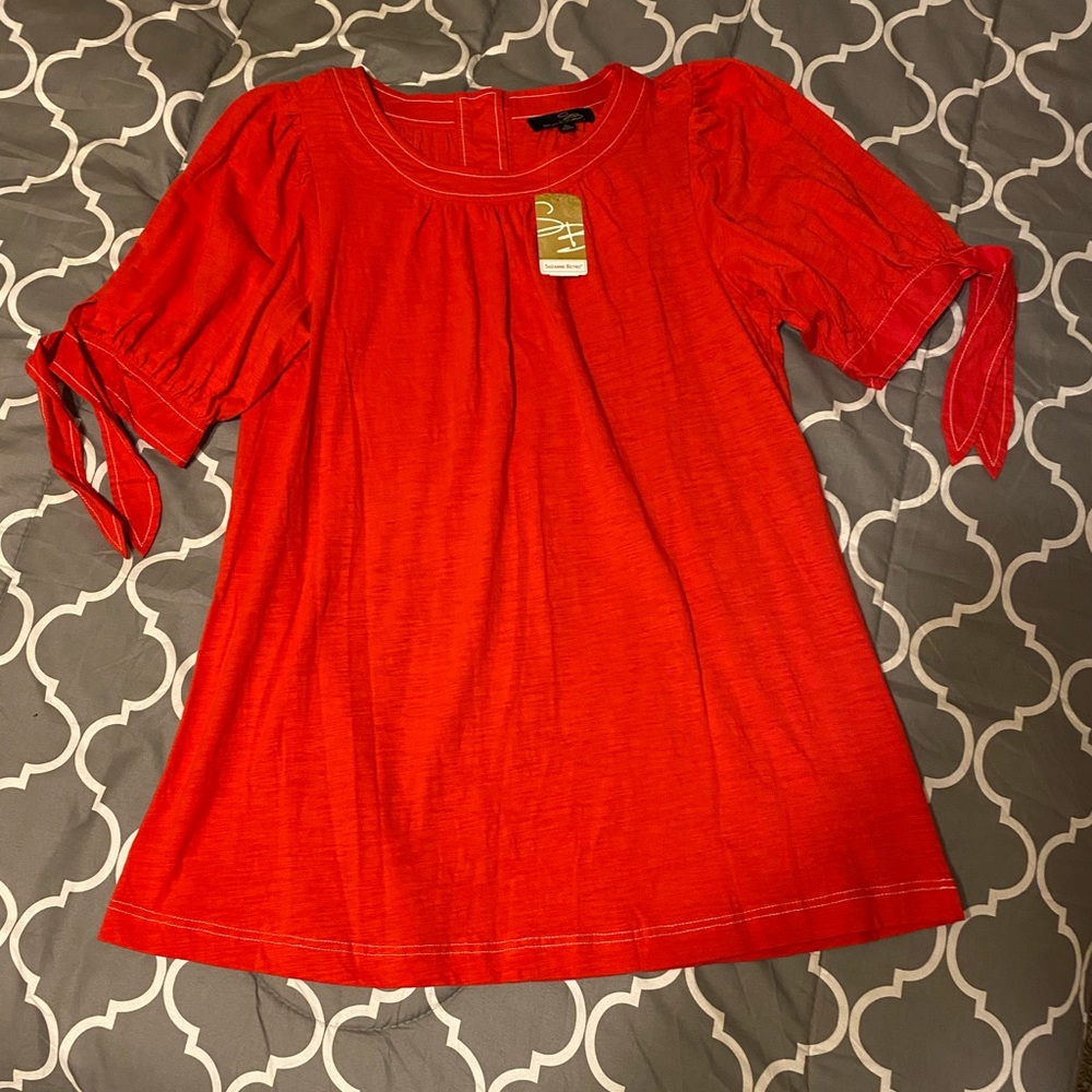 Stitched Tunic candy apple red top